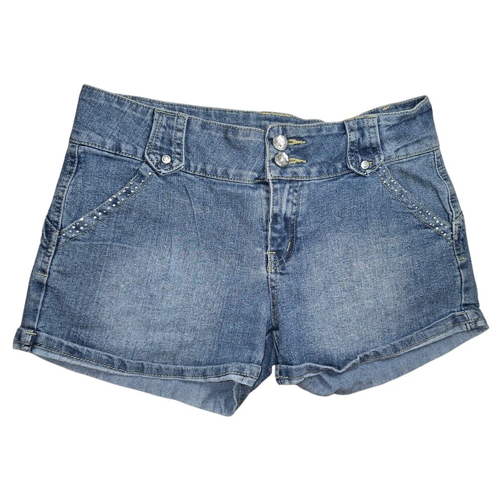 Y2k QQMY Rhinestone Denim Shorts Size 3/4